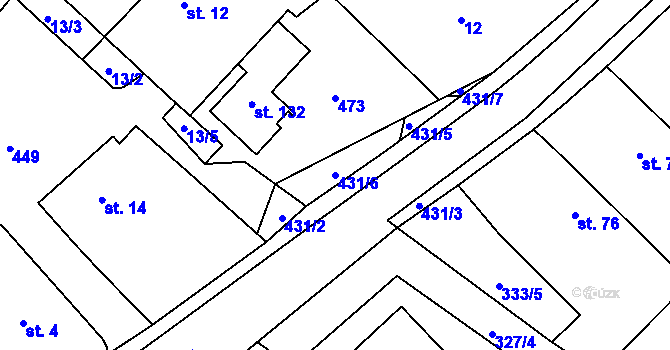 Parcela st. 431/6 v KÚ Dolní Bezděkov, Katastrální mapa