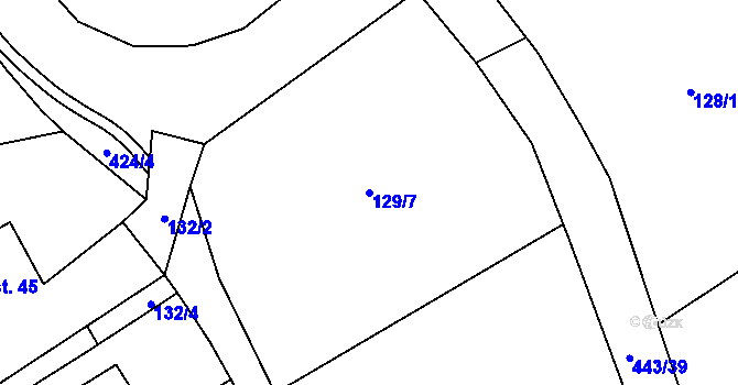 Parcela st. 129/7 v KÚ Dolní Bezděkov, Katastrální mapa