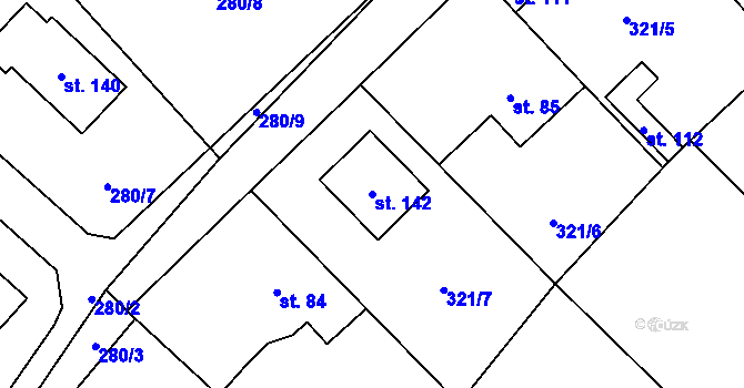 Parcela st. 142 v KÚ Dolní Bezděkov, Katastrální mapa