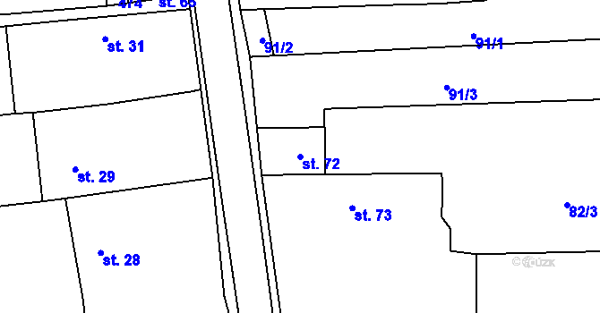 Parcela st. 72 v KÚ Dolní Bezděkov, Katastrální mapa