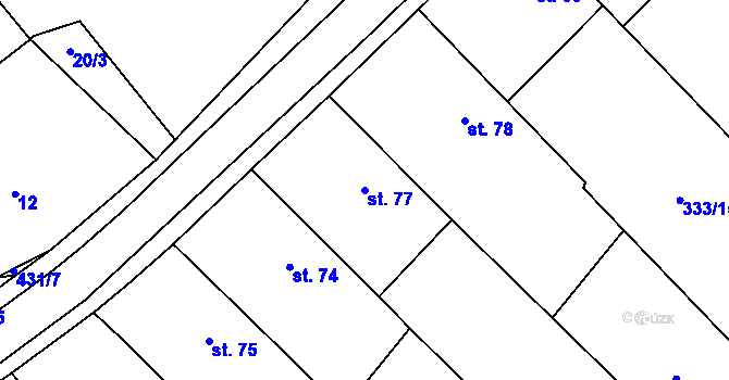 Parcela st. 77 v KÚ Dolní Bezděkov, Katastrální mapa