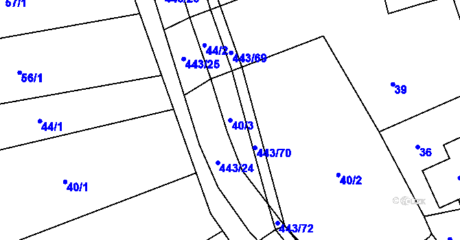 Parcela st. 40/3 v KÚ Dolní Bezděkov, Katastrální mapa