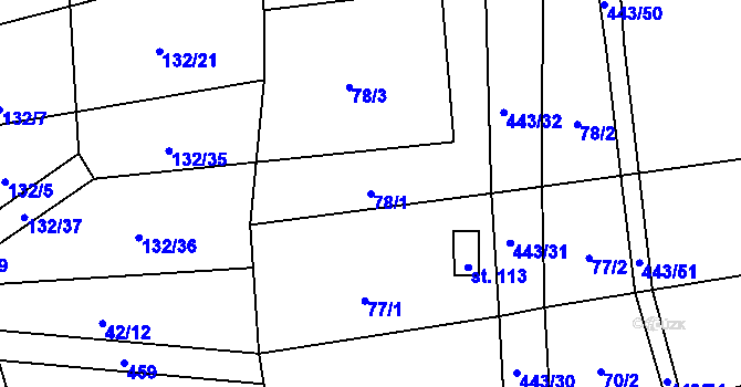 Parcela st. 78/1 v KÚ Dolní Bezděkov, Katastrální mapa