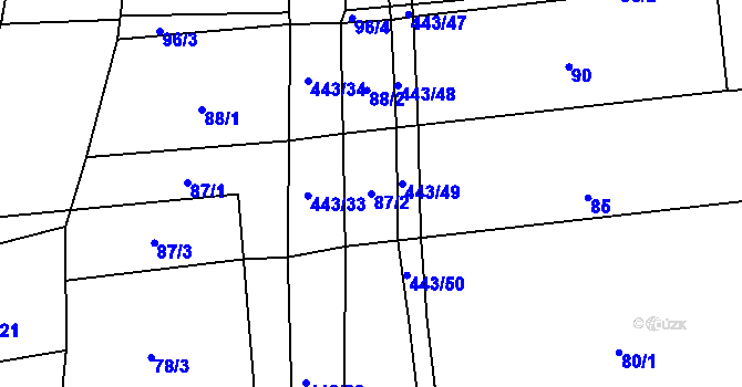 Parcela st. 87/2 v KÚ Dolní Bezděkov, Katastrální mapa
