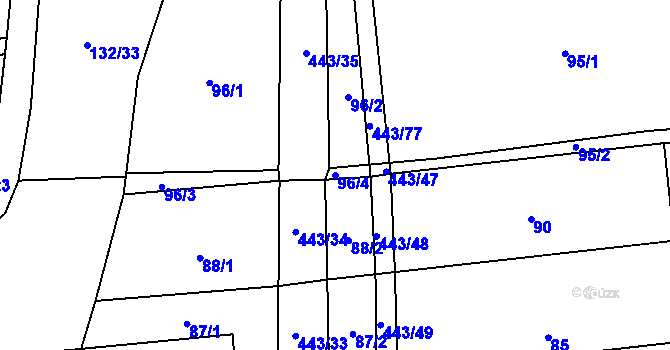 Parcela st. 96/4 v KÚ Dolní Bezděkov, Katastrální mapa
