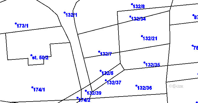 Parcela st. 132/7 v KÚ Dolní Bezděkov, Katastrální mapa