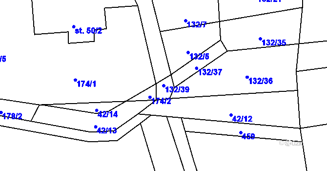 Parcela st. 132/39 v KÚ Dolní Bezděkov, Katastrální mapa