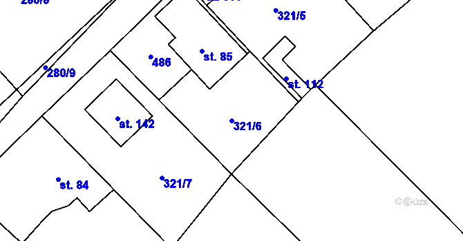 Parcela st. 321/6 v KÚ Dolní Bezděkov, Katastrální mapa