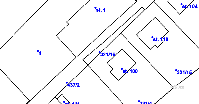Parcela st. 321/16 v KÚ Dolní Bezděkov, Katastrální mapa