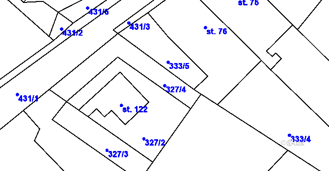 Parcela st. 327/4 v KÚ Dolní Bezděkov, Katastrální mapa