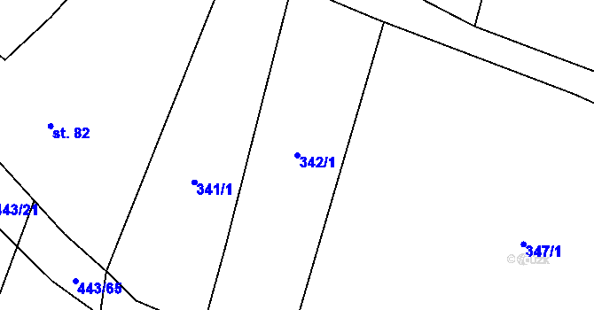 Parcela st. 342/1 v KÚ Dolní Bezděkov, Katastrální mapa