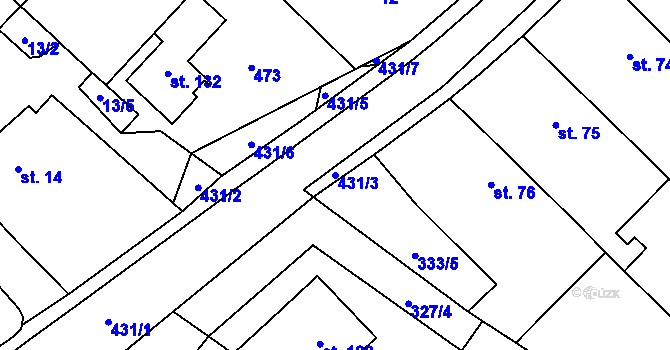 Parcela st. 431/3 v KÚ Dolní Bezděkov, Katastrální mapa