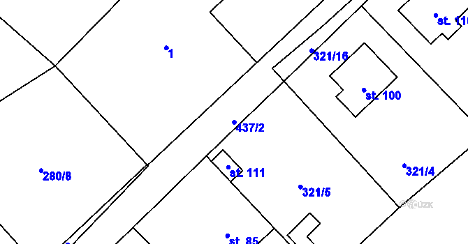 Parcela st. 437/2 v KÚ Dolní Bezděkov, Katastrální mapa