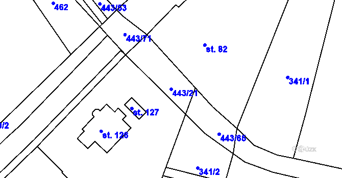 Parcela st. 443/21 v KÚ Dolní Bezděkov, Katastrální mapa