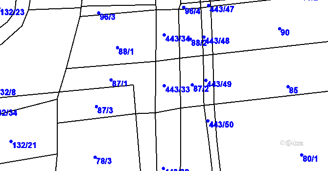 Parcela st. 443/33 v KÚ Dolní Bezděkov, Katastrální mapa