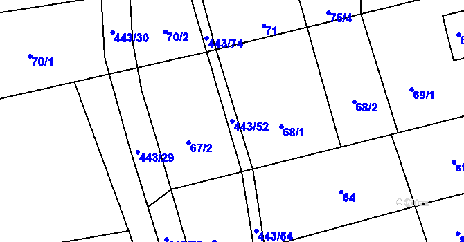 Parcela st. 443/52 v KÚ Dolní Bezděkov, Katastrální mapa