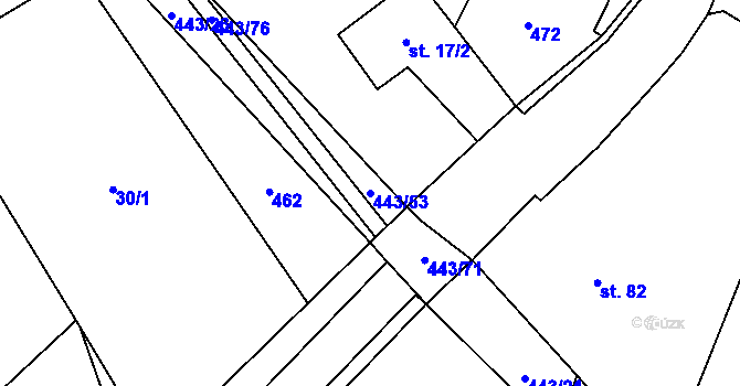 Parcela st. 443/53 v KÚ Dolní Bezděkov, Katastrální mapa