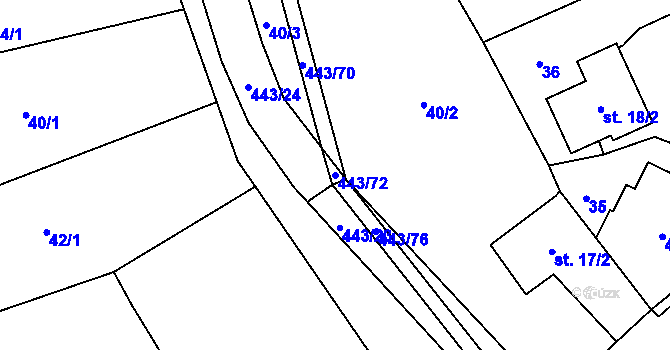 Parcela st. 443/72 v KÚ Dolní Bezděkov, Katastrální mapa