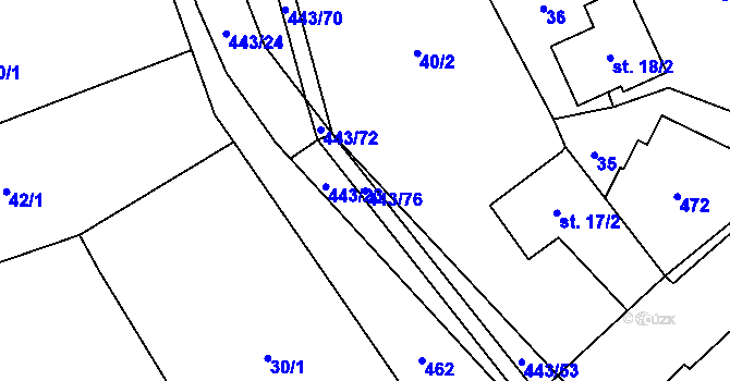 Parcela st. 443/76 v KÚ Dolní Bezděkov, Katastrální mapa