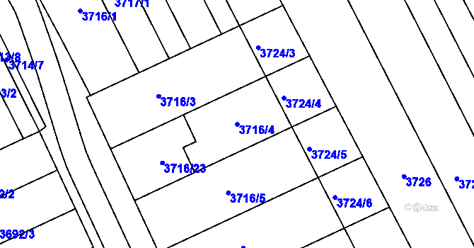 Parcela st. 3716/4 v KÚ Dolní Bojanovice, Katastrální mapa
