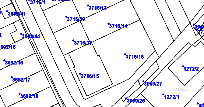 Parcela st. 3716/15 v KÚ Dolní Bojanovice, Katastrální mapa