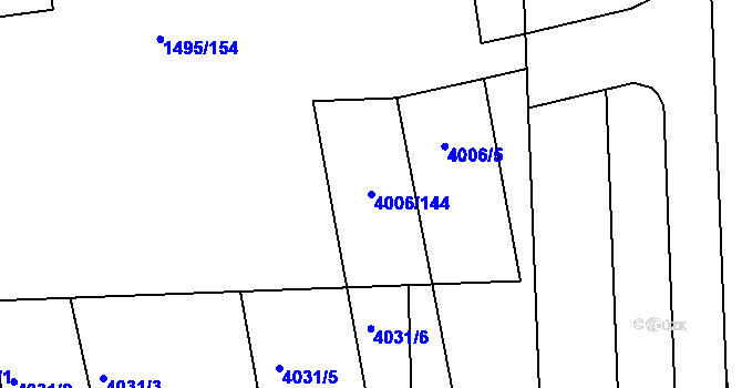 Parcela st. 4006/144 v KÚ Dolní Bojanovice, Katastrální mapa