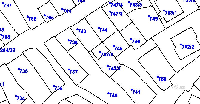 Parcela st. 742/1 v KÚ Dolní Bojanovice, Katastrální mapa
