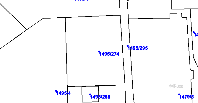 Parcela st. 1495/274 v KÚ Dolní Bojanovice, Katastrální mapa