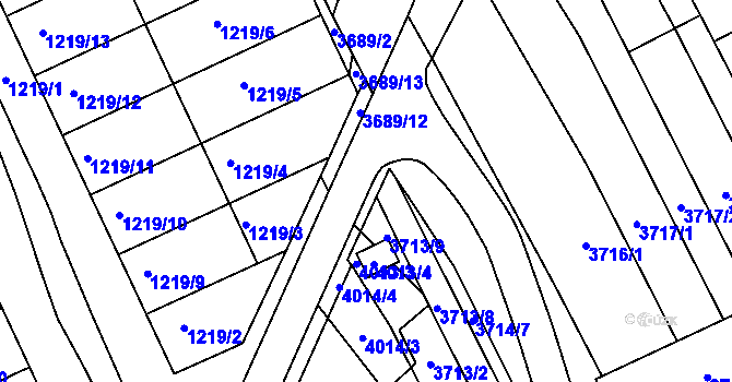 Parcela st. 3713/15 v KÚ Dolní Bojanovice, Katastrální mapa
