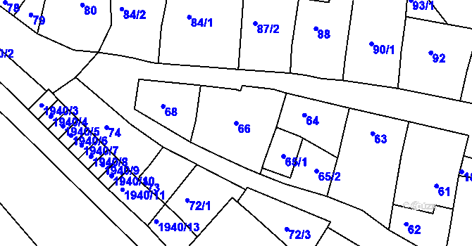 Parcela st. 66 v KÚ Dolní Bojanovice, Katastrální mapa