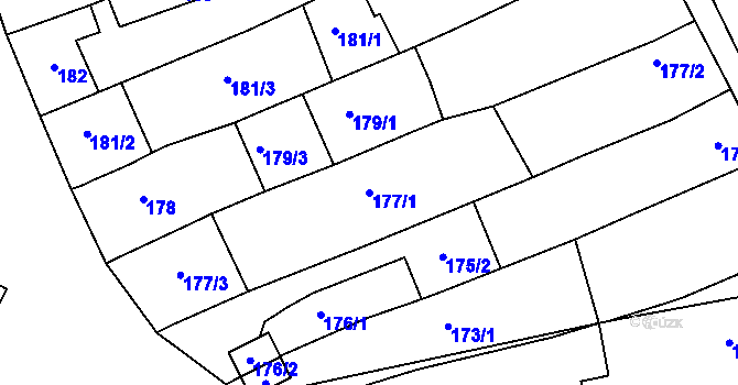 Parcela st. 177/1 v KÚ Dolní Bojanovice, Katastrální mapa