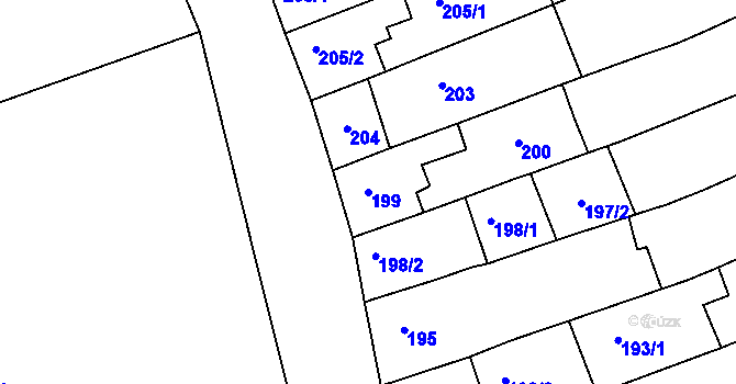 Parcela st. 199 v KÚ Dolní Bojanovice, Katastrální mapa