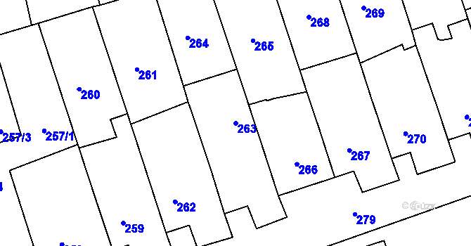 Parcela st. 263 v KÚ Dolní Bojanovice, Katastrální mapa