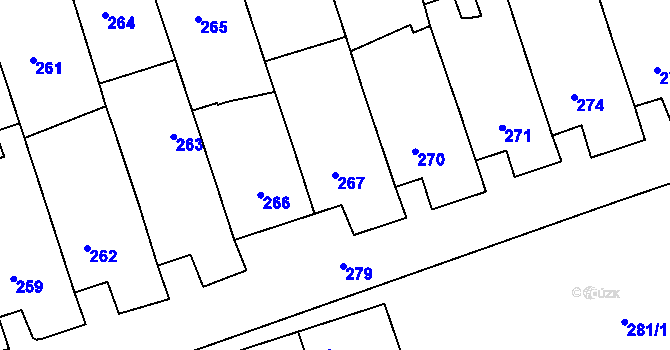Parcela st. 267 v KÚ Dolní Bojanovice, Katastrální mapa