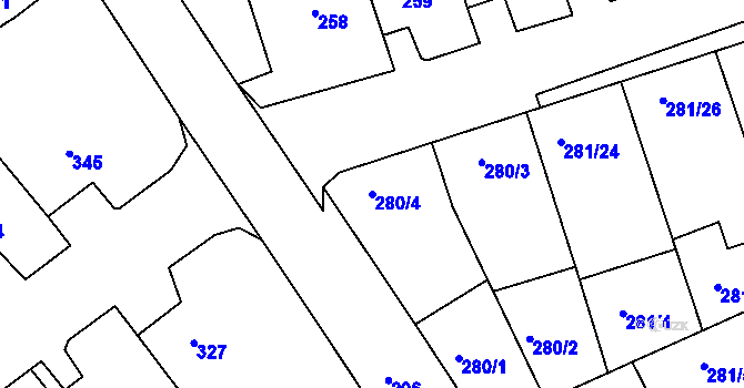 Parcela st. 280/4 v KÚ Dolní Bojanovice, Katastrální mapa