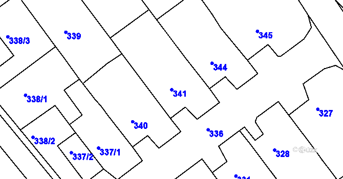 Parcela st. 341 v KÚ Dolní Bojanovice, Katastrální mapa