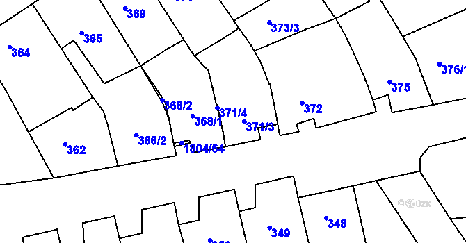 Parcela st. 371 v KÚ Dolní Bojanovice, Katastrální mapa