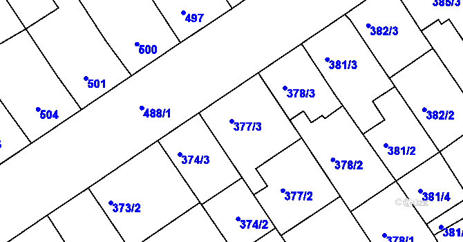 Parcela st. 377/3 v KÚ Dolní Bojanovice, Katastrální mapa