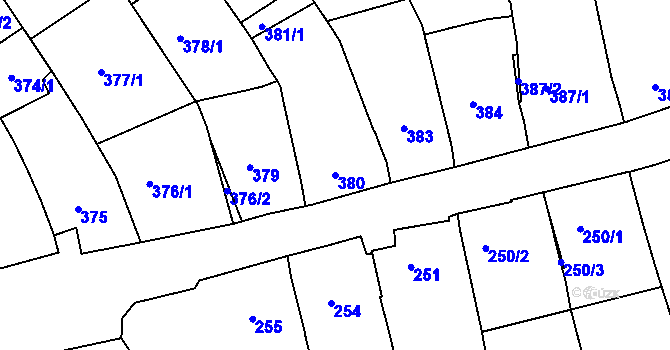 Parcela st. 380 v KÚ Dolní Bojanovice, Katastrální mapa