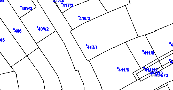 Parcela st. 413/1 v KÚ Dolní Bojanovice, Katastrální mapa
