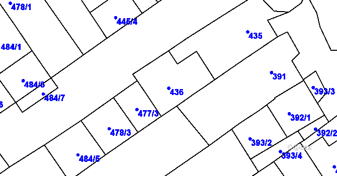 Parcela st. 436 v KÚ Dolní Bojanovice, Katastrální mapa