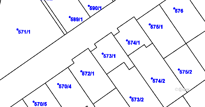 Parcela st. 573/1 v KÚ Dolní Bojanovice, Katastrální mapa