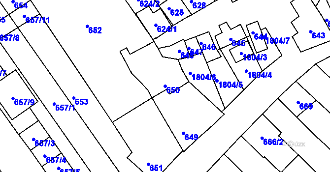 Parcela st. 650 v KÚ Dolní Bojanovice, Katastrální mapa