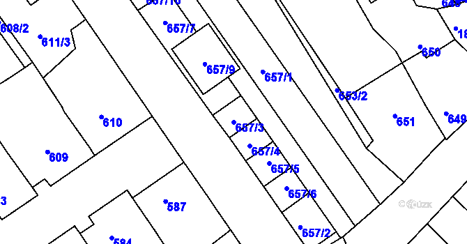 Parcela st. 657/3 v KÚ Dolní Bojanovice, Katastrální mapa