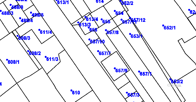 Parcela st. 657/7 v KÚ Dolní Bojanovice, Katastrální mapa
