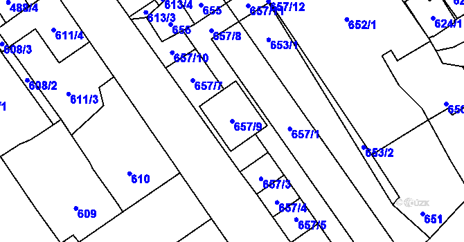 Parcela st. 657/9 v KÚ Dolní Bojanovice, Katastrální mapa