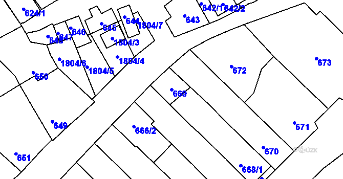 Parcela st. 669 v KÚ Dolní Bojanovice, Katastrální mapa