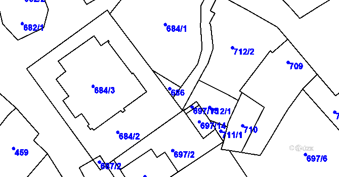 Parcela st. 686 v KÚ Dolní Bojanovice, Katastrální mapa