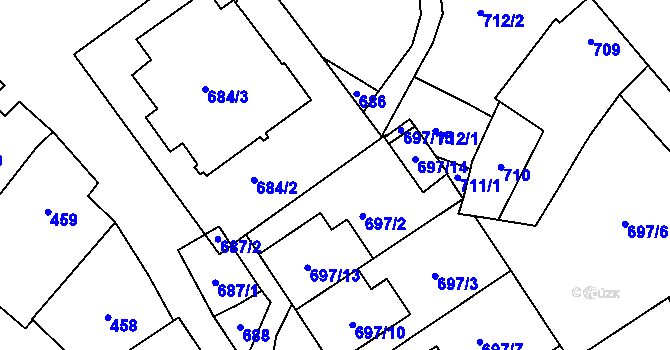 Parcela st. 711/3 v KÚ Dolní Bojanovice, Katastrální mapa