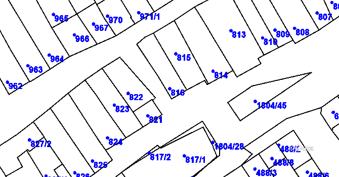 Parcela st. 816 v KÚ Dolní Bojanovice, Katastrální mapa
